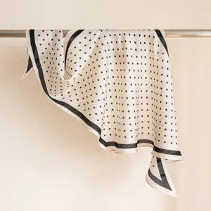 Silk wool scarf for women lightweight polka dot neckerchief spring summer fashion elegant