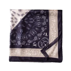 Vintage paisley print square scarf, elegant lightweight neckerchief for stylish women spring.