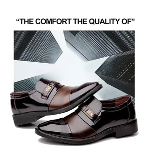 Herren Business Lederschuhe, Kontrastfarbe, stilvolle Metallschnalle, elegante Hochzeits Schuhe.