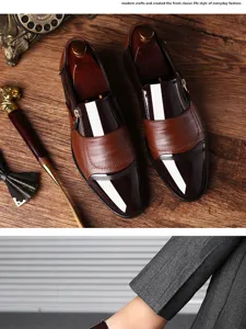 Men's British style business formal leather shoes breathable casual dress footwear