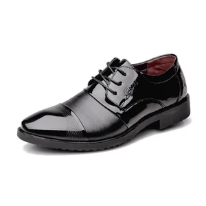 Herren schwarze Lackleder Business Schuhe Schnürschuhe formelle Freizeit Fußbekleidung