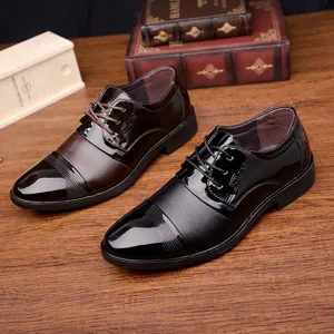 Herren Business formelle Schnürschuhe glänzendes Lackleder lässige Hochzeit Schuhe