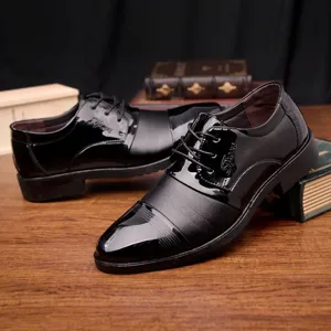 Herren schwarze formelle Lederschuhe lässige Schnürschuhe für Business und Alltag