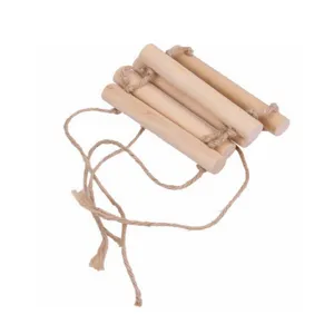Wooden pet parrot swing and climbing ladder toy for small animals like squirrels and hamsters.