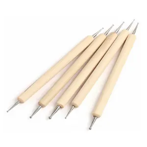 5 Stuks Houten Dotting Tools Gereedschap Embossing Pennen Nail Art Klei Set DIY
