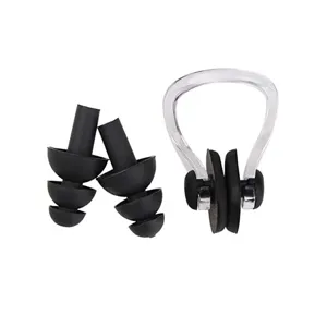 Set di tappi per le orecchie e clip nasale da nuoto in silicone, impermeabili per sport acquatici.