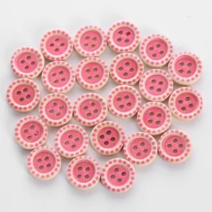 Cute pink polka dot wooden buttons for baby sweaters and kids clothing sewing crafts 24pcs