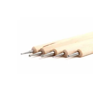 Set van 5 houten handvat dotting pennen voor nail art klei boetseren DIY gereedschap.