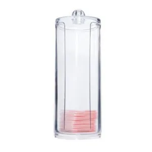 Transparenter Acryl-Wattepad-Spender und Kosmetik-Aufbewahrungsbehälter mit Staubdeckel.
