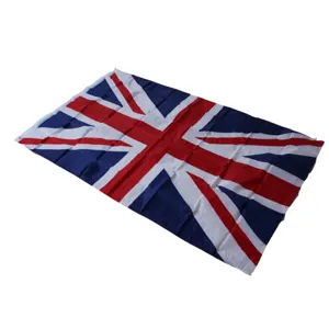 Vista dettagliata del classico tessuto della bandiera Union Jack britannica con colori vivaci e chiari.