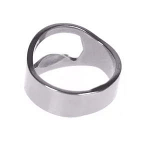 Stainless steel ring bottle opener, compact finger beer opener tool for daily use.
