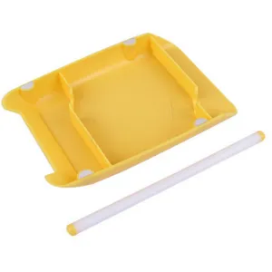 Pasta maker detail view showing the yellow grooved board and rolling pin tool for kitchen.