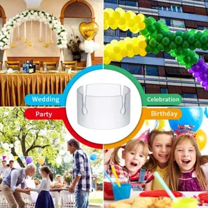 Balloon arch clip detail showing clear plastic ring structure for party decoration setups.