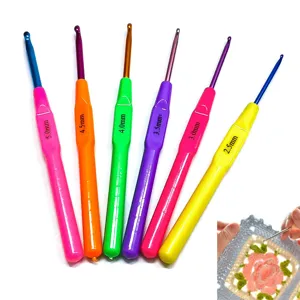 Colorful Aluminum Alloy ABS Plastic Handle Crochet Hook Set Assorted Sizes Weaving Craft Tools For DIY Knitting Lovers