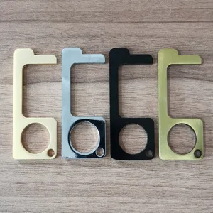 EDC touchless door opener hygiene hand tool, metal door hook and stylus for safe public use.