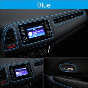 Blue car interior trim line decorative strip for dashboard door gap styling accessories