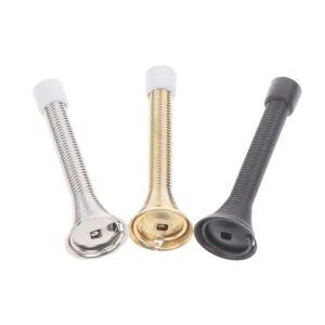 Spring door stop heavy duty metal door stopper with rubber tip and screws three colors set
