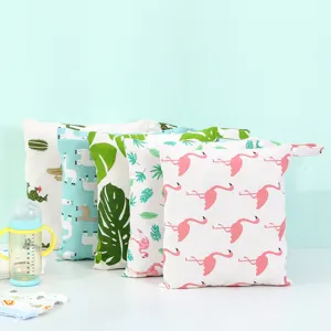 Detailed view of baby diaper hanging storage bag, portable waterproof nursery organizer pouch.