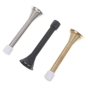 Spring door stop heavy duty flexible door stopper metal wall protector three colors