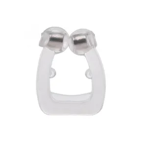 Clip nasale antirussamento in silicone trasparente con design di terapia magnetica.