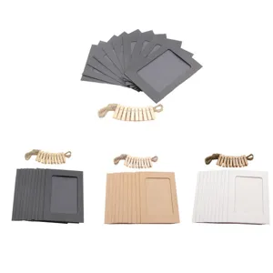 Kit de cadre photo en papier DIY avec pinces en bois et corde de chanvre mural