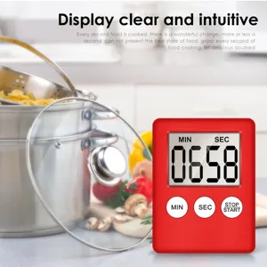 Roter LED Digital-Küchenwecker mit klarem Display und einfachen Tasten zum Kochen.