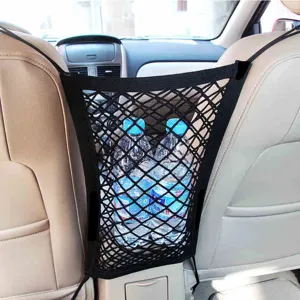 Red organizador de asiento de coche doble capa bolsa de almacenamiento de malla accesorio interior