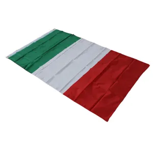Italian national flag detail view, standard size 90x150cm with brass grommets, durable fabric.