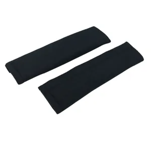 Black plush car seatbelt covers shoulder pads for kids, soft universal strap protector 2pcs