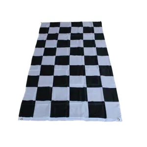 Zwart-witte geblokte racevlag 90x150cm zwart wit geblokte vlag met metalen oogjes voor feestjes.
