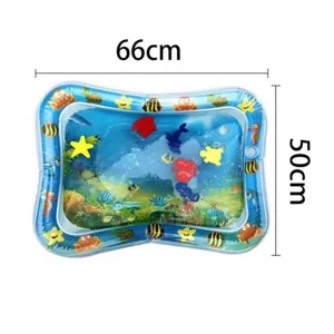 Infant water play mat detail view, showing size dimensions and marine animal graphics.