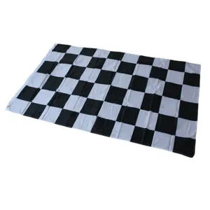 Zwart-witte geruite racevlag 3x5ft met metalen ogen voor sportevenementen en feesten