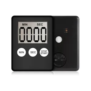 Schwarzer digitaler Küchenwecker mit LCD-Display, Countdown- und praktischer Stoppuhrfunktion.