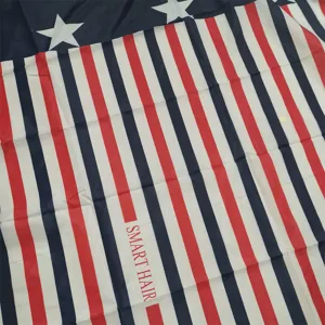 Red white blue striped barber cape salon hair cutting apron with stars design for men women styling use.