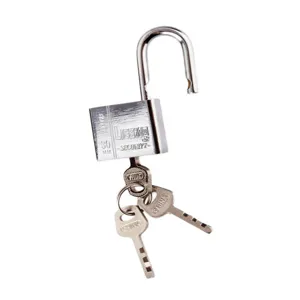 30mm stainless steel finish padlock with keys for cabinet and door security detail view