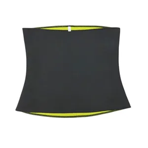 Vue détaillée de la ceinture amincissante en néoprène noir et vert fluo avec belles finitions.