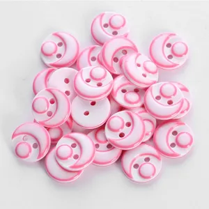 Cute pink and white resin buttons, 2-hole DIY sewing craft accessories for kids shirts.