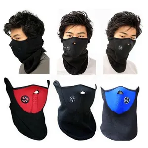 Fleece cycling ski face mask detail showing breathable valve and multi-color options.