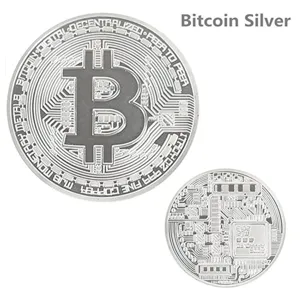 Pièce commémorative Bitcoin en métal jeton de cryptomonnaie physique de collection.