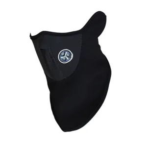 Detail view of winter cycling skiing face mask, fleece windproof face cover for outdoor sports.