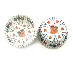 Noël imprimé cupcake moules en papier sulfurisé tasses de cuisson 100pcs caissettes