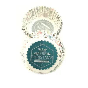 Caissettes à cupcakes imprimées Noël 100pcs papier antiadhésif moules à muffins pâtisserie