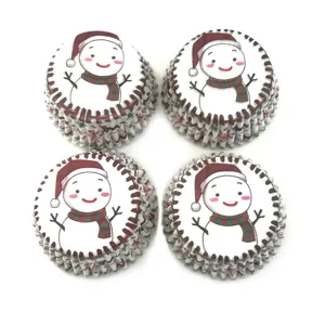 Série Noël caissettes à cupcakes imprimées 100 pcs, moules de cuisson anti-graisse pour muffins.