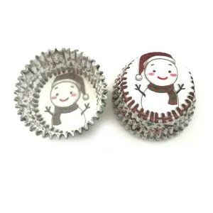 Lot de 100 caissettes a cupcakes de noel papier cuisson anti-graisse motif bonhomme de neige