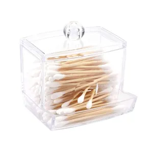 Transparente Acryl Wattestäbchen Aufbewahrungsbox mit Deckel und Spenderschlitz für Tisch.