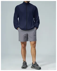 Men lightweight sun protection zip up outdoor sports jacket details, breathable quick dry design.