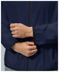 Men's lightweight quick-dry outdoor sports jacket cuff and front zipper detail view