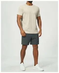 Men's modal breathable short sleeve t-shirt and casual shorts set for outdoor sports.