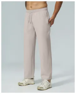 Pantaloni casual da uomo in maglia waffle comodi trekking all'aperto tinta unita loungewear