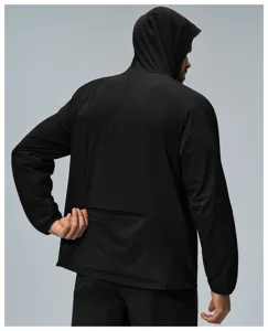 Ανδρικό αθλητικό μπουφάν με κουκούλα outdoor, ύφασμα γρήγορου στεγνώματος, τσέπη πίσω.